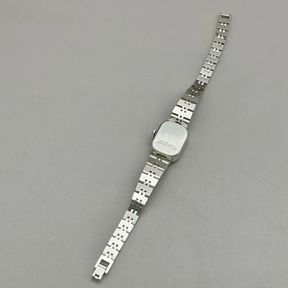 Vintage Timex Watch Womens Manual Wind Silver Tone Rectangle Bracelet Working